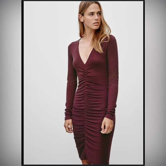 Wilfred Dresses & Skirts - Wilfred Free Shaik Burgundy Long Sleeve Bodycon Dress, size M